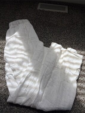 Zara White Straight-Leg Linen Pants